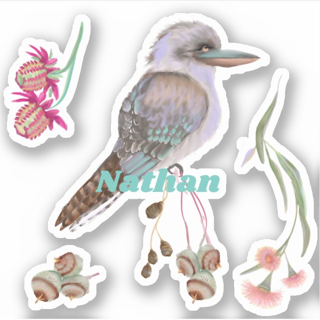 Personalised Kookaburra & Eucalyptus  (Front)
