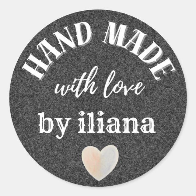 Personalised Kraft Handmade With Love Classic Roun Round Sticker (Front)