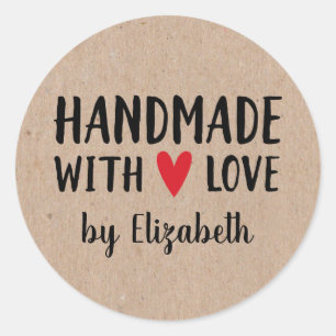 Personalised Kraft Handmade With Love Sticker
