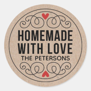 Personalised Kraft Homemade With Love Classic Round Sticker