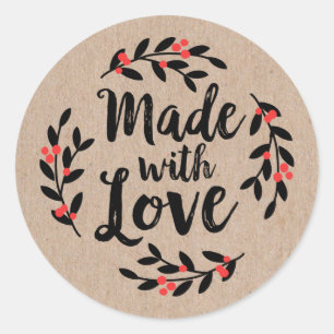 Personalised Kraft Made With Love Classic Round St Sticker