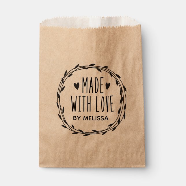 Personalised Kraft Made With Love Favour Bag (Front)