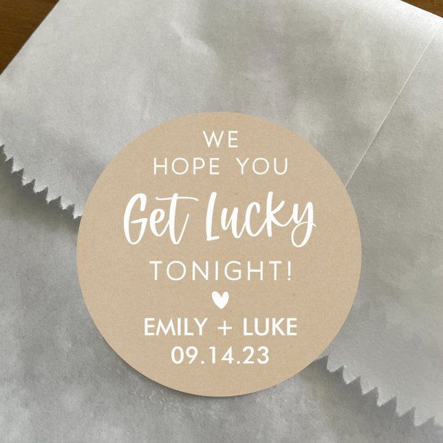 Personalised Kraft Wedding Lottery Ticket Favour Classic Round Sticker (Creator Uploaded)