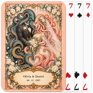 Personalised Kraken Bride and Groom Wedding Favour Playing Cards