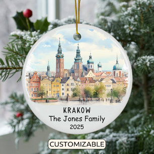 Personalised Krakow Ornament, Poland Ceramic Ornament