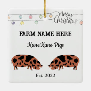 Personalised KuneKune Pig Farm White Christmas Ceramic Ornament