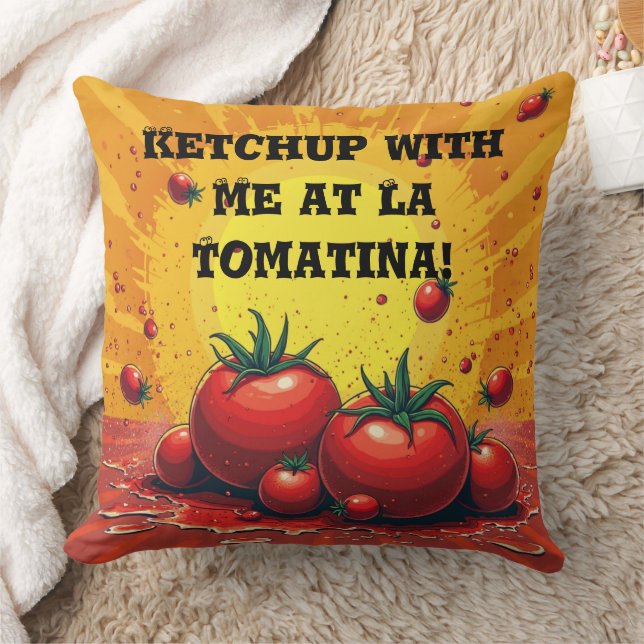 Personalised La Tomatina  – Custom Tomato Festival Cushion (Blanket)