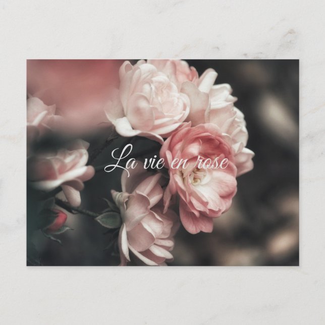 Personalised/ La Vie En Rose/ Floral Postcard (Front)