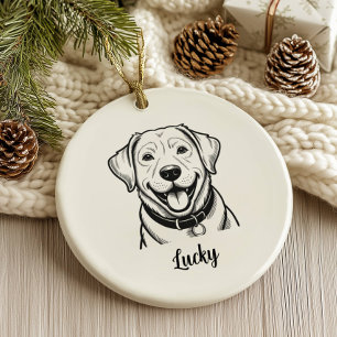 Personalised Lab Dog Christmas Ceramic Ornament