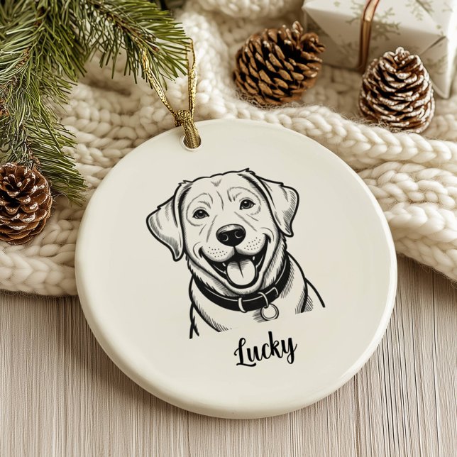 Personalised Lab Dog Christmas Ceramic Ornament (Creator Uploaded)