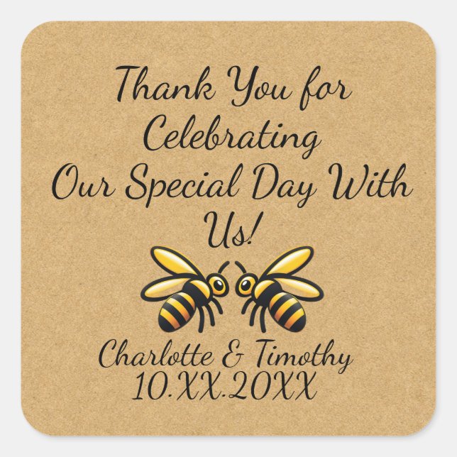 Personalised Label for Wedding Honey Jar Favours (Front)