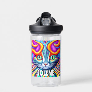Personalised Label Unique Mystical Kitty Cat Water Bottle