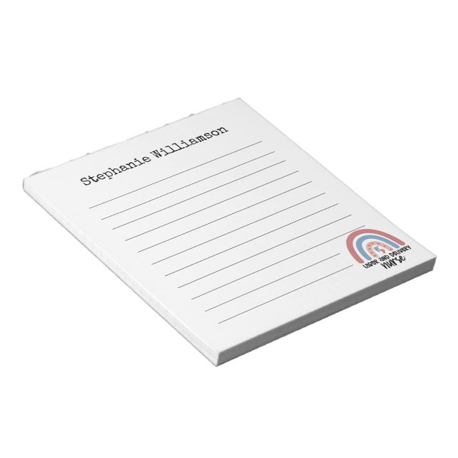 Personalised Labour delivery nurse Rainbow Nurse Notepad (Angled)