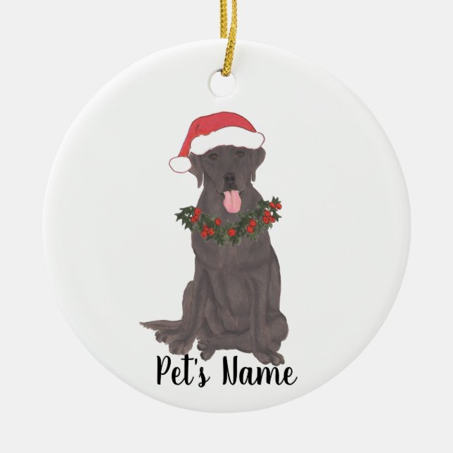 Personalised Labrador (Chocolate) Ceramic Ornament (Front)