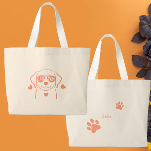 Personalised Labrador Mum Tote Bag in Salmon Pink