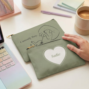 Personalised Labrador Pouch Sage Green Dog Mum Bag