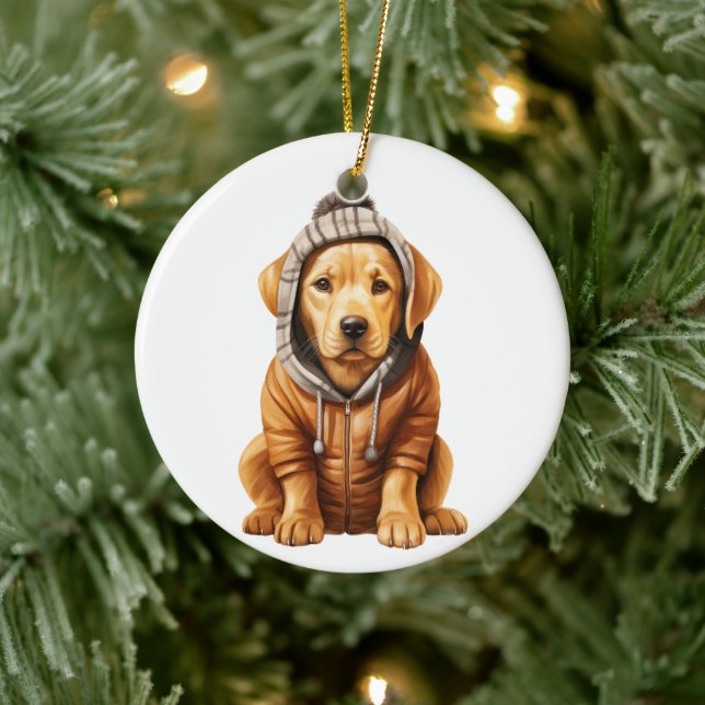 Personalised Labrador Retriever Dog Art Ceramic Ornament (Tree)