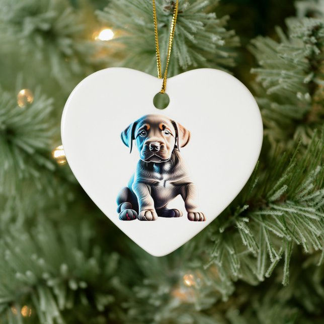 Personalised Labrador Retriever Puppy Ceramic Ornament (Tree)