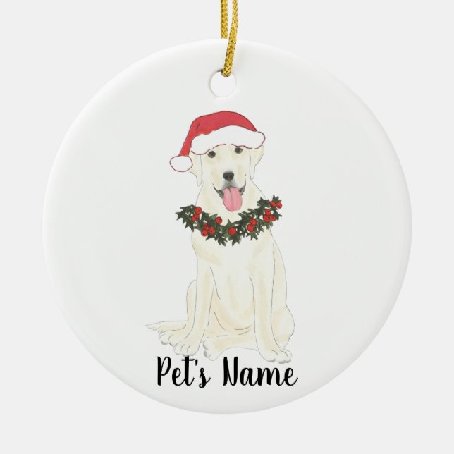 Personalised Labrador (White) Ceramic Ornament (Front)