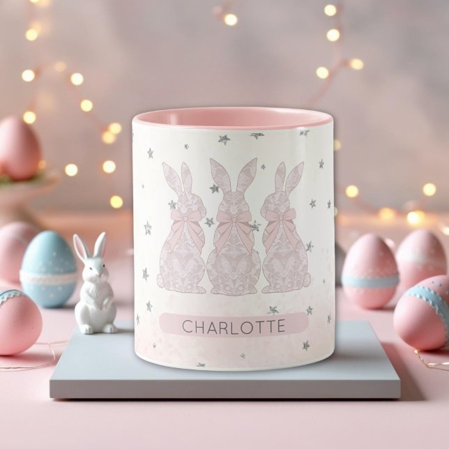 Personalised Lace Bunny Easter Mug  (Personalized Lace Bunny Easter Mug)