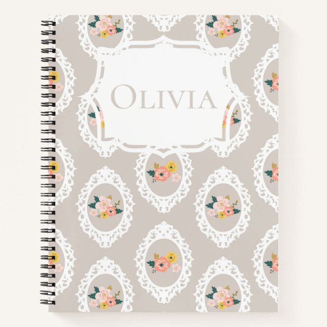 Personalised Lace Floral Girly Notebook (Front)