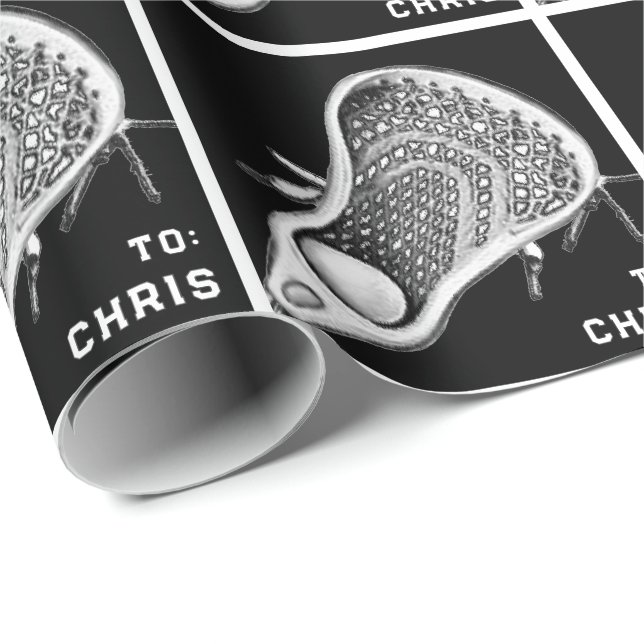 Personalised Lacrosse Gift Wrapping Paper (Roll Corner)
