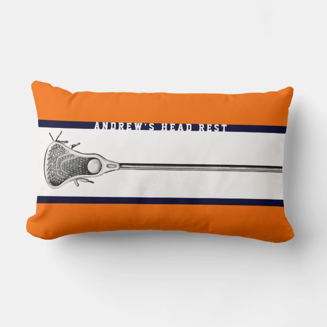 Personalised Lacrosse Gifts Orange Lumbar Pillow (Front)