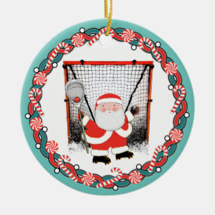 Personalised Lacrosse Goalie Christmas Gift Ceramic Ornament