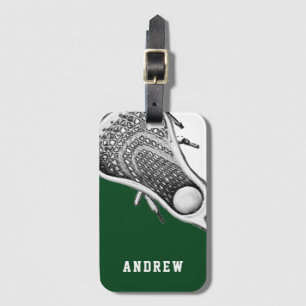 Personalised Lacrosse Green Luggage Tag