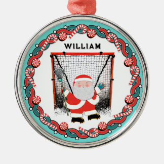Personalised Lacrosse Holiday Gift Metal Ornament