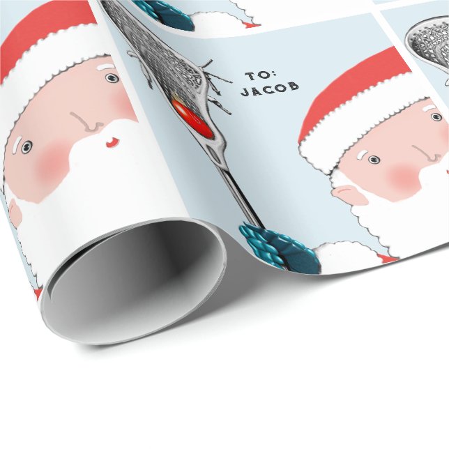 Personalised Lacrosse Holiday Gift Wrapping Paper (Roll Corner)