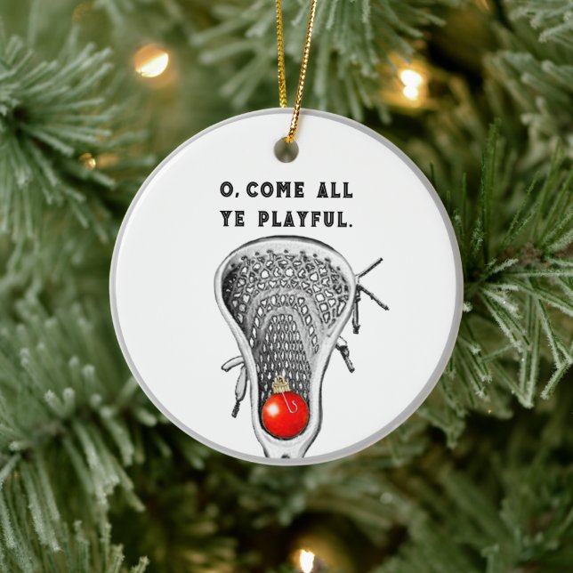 Personalised Lacrosse Keepsake Ceramic Ornament (Tree)