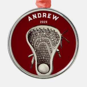 Personalised Lacrosse Player 2022 Collectable Metal Ornament