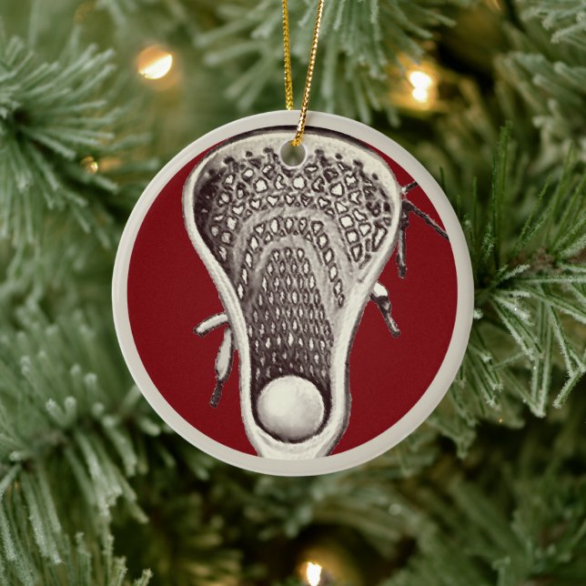 Personalised Lacrosse Player 2025 Ceramic Ornament (Tree)