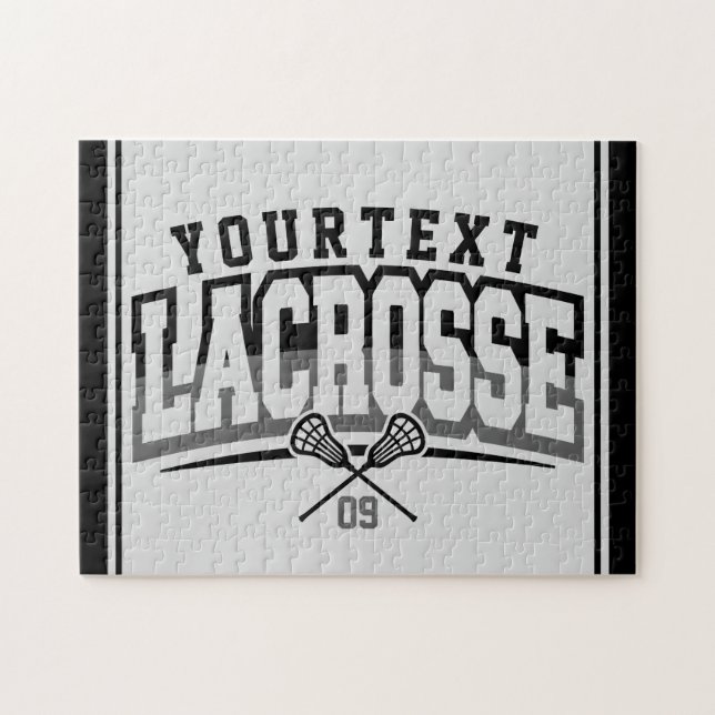 Personalised Lacrosse Player ADD NAME Team Number Jigsaw Puzzle (Horizontal)