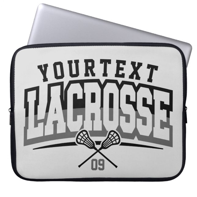 Personalised Lacrosse Player ADD NAME Team Number Laptop Sleeve (Front)