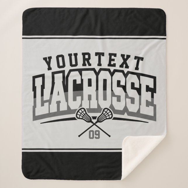 Personalised Lacrosse Player ADD NAME Team Number Sherpa Blanket (Front)