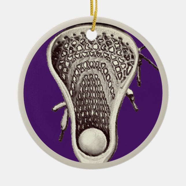 Personalised Lacrosse Player Collectable Ceramic Ornament (Front)