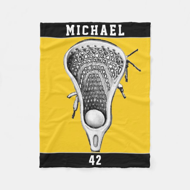 Personalised Lacrosse Player Fleece Blanket (Front)