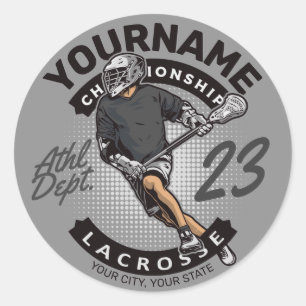 Personalised Lacrosse Player Sports Team Attack  Classic Round Sticker