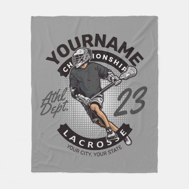 Personalised Lacrosse Player Sports Team Attack  Fleece Blanket (Front)