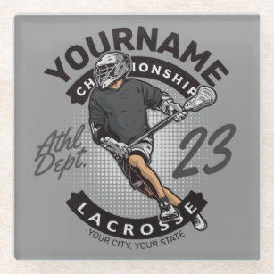 Personalised Lacrosse Player Sports Team Attack Glass Coaster