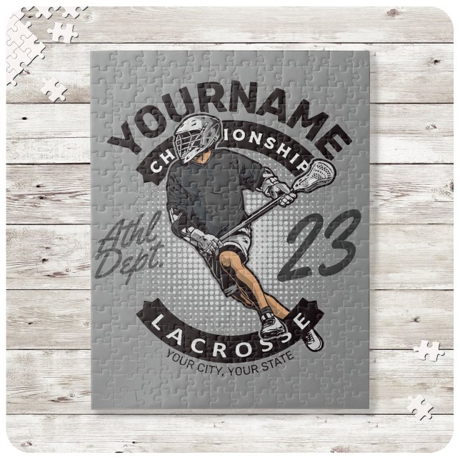 Personalised Lacrosse Player Sports Team Attack Jigsaw Puzzle (Creator Uploaded)