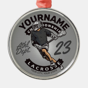 Personalised Lacrosse Player Sports Team Attack  Metal Ornament