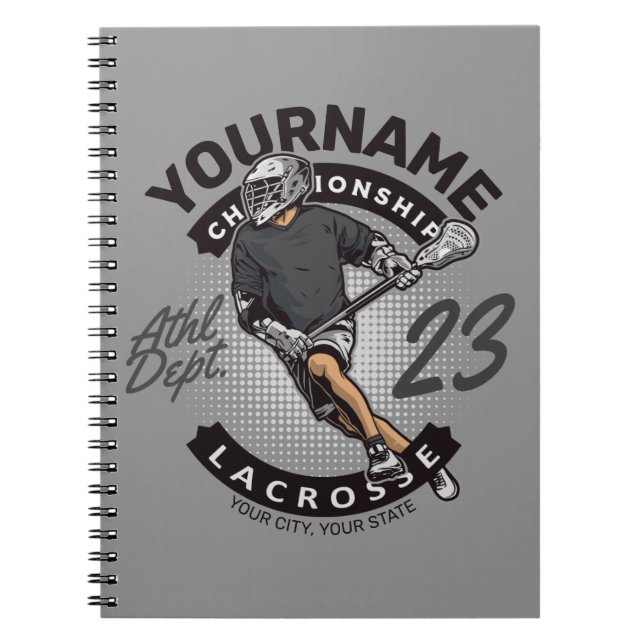 Personalised Lacrosse Player Sports Team Attack  Notebook (Front)