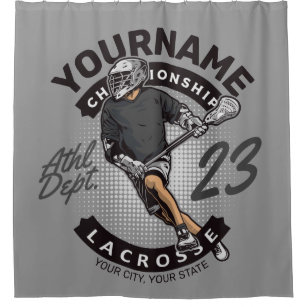 Personalised Lacrosse Player Sports Team Attack  Shower Curtain