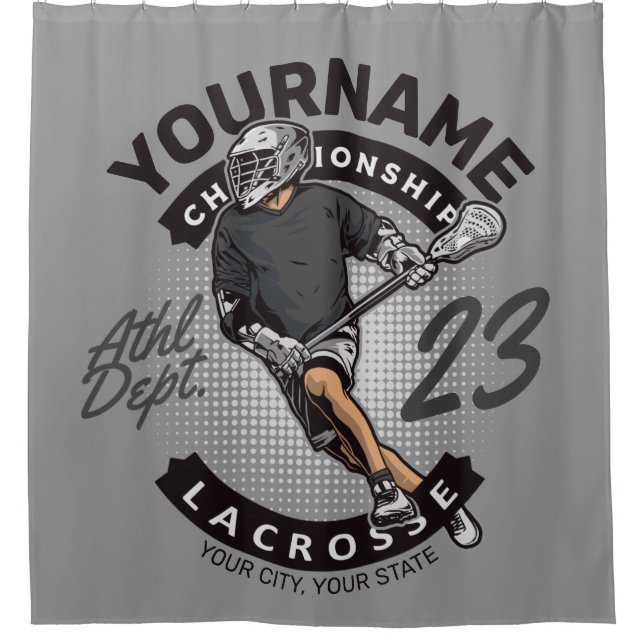 Personalised Lacrosse Player Sports Team Attack  Shower Curtain (Front)