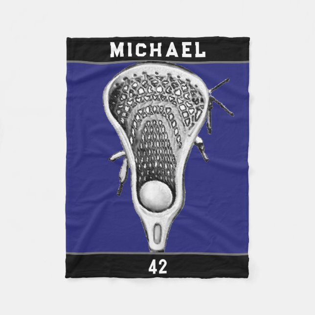 Personalised Lacrosse Sports Fleece Blanket (Front)