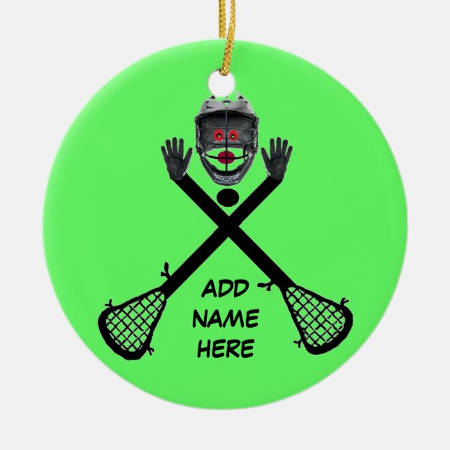 Personalised Lacrosse Star Ceramic Ornament (Front)