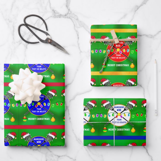 Personalised, LACROSSE Wrapping Paper, Christmas Wrapping Paper Sheet (Front)